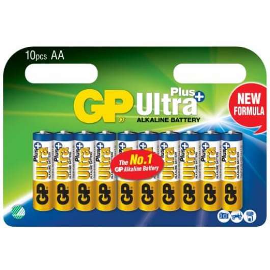 AA, GP Ultra Plus Alkaline AA-batteri, 15AUP/LR6, 10-pack