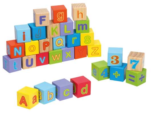 Alfabetsklossar 30 delar i trä för barn Jouéco