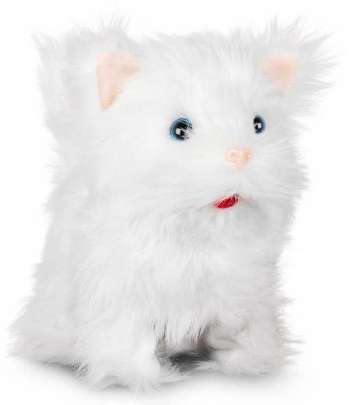 Animigos interaktiv bedĆrande fluffig vit kattunge