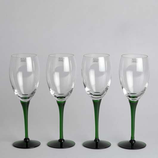 Arabia - SÅLD Glas med Grön Fot 4 st