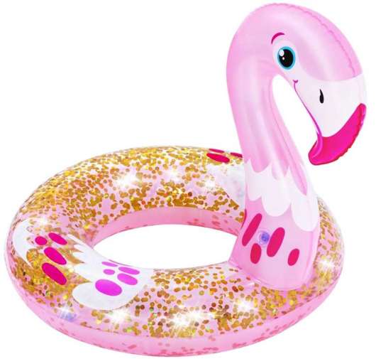 Badring Flamingo glittrig rosa och guld