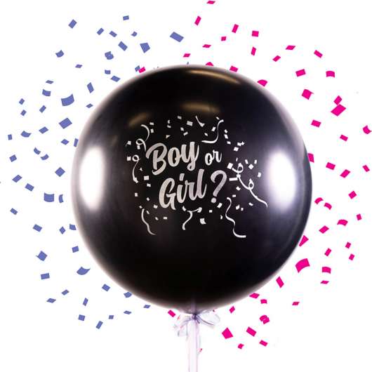 Ballong, boy or girl gender reveal inkl konfetti rosa/blå