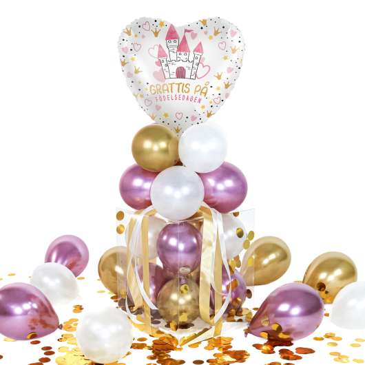 Ballongbox Princess Grattis på Födelsedagen