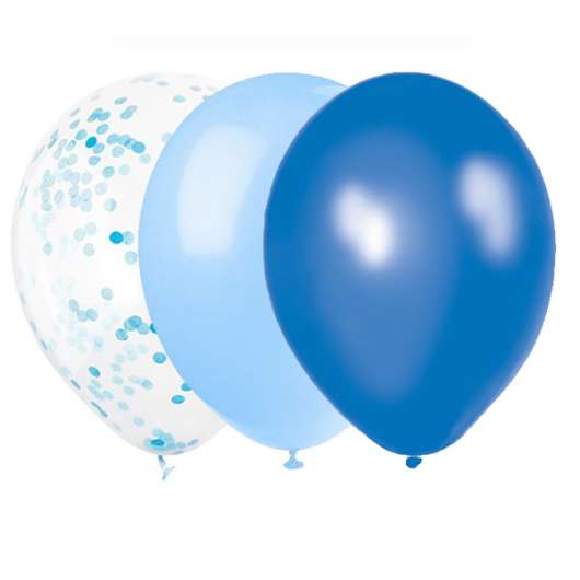 Ballonger Blå Mix med Konfetti 22 st