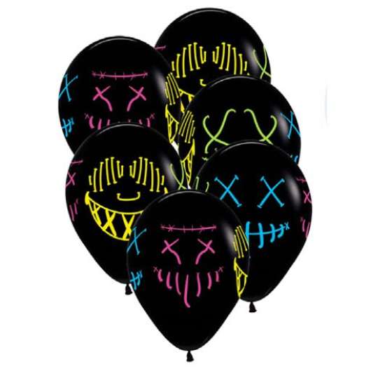 Ballonger, skräck neon 30 cm 6 st