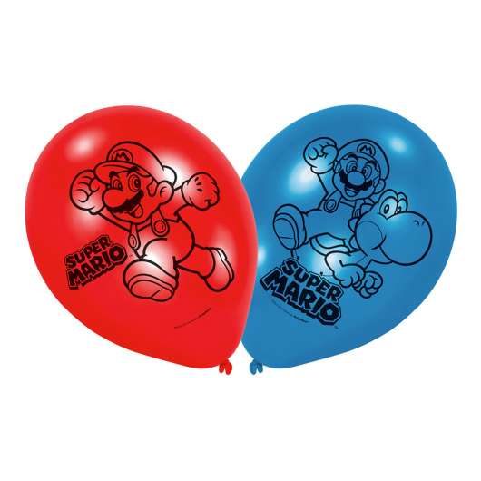 Ballonger Super Mario Blå/Röd - 6-pack