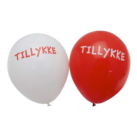 Ballonger Tillykke Röd/Vit - 6-pack