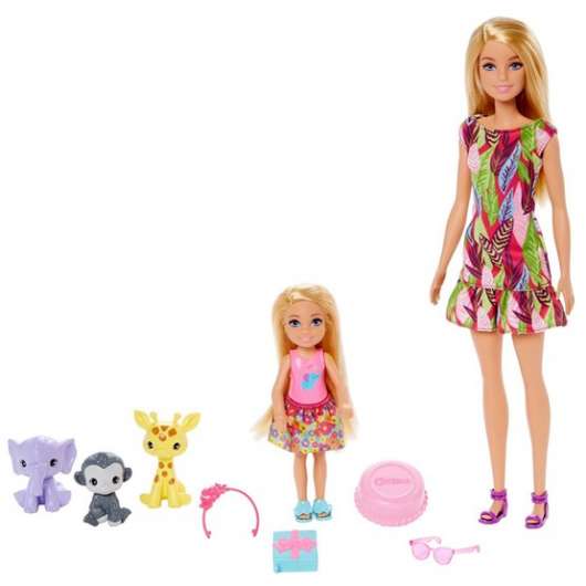 Barbie, Barbie och Chelsea The Lost Birthday-dockor och djur