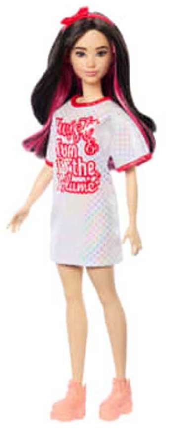 Barbie Fashionistas Black Wavy Hair With Twist ā€nā€™ Turn Dress Nr 214 HRH12