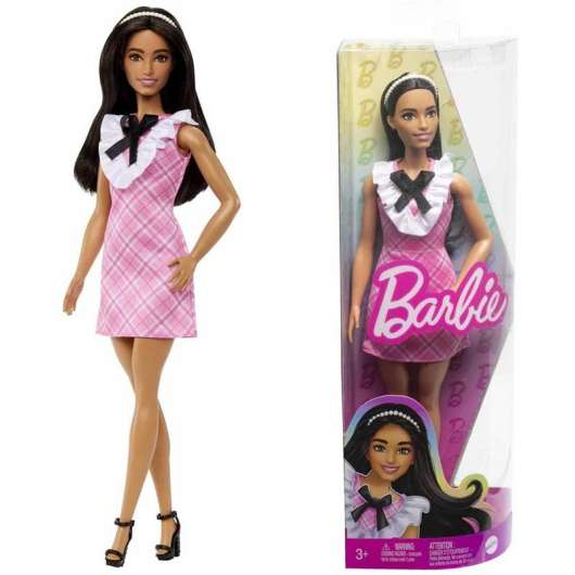Barbie Fashionistas Docka med mĆ¶rkt hĆr och en fin dress HJT06