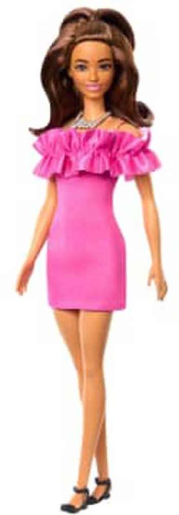 Barbie Fashionistas Docka With Brown Wavy Hair & Pink Dress, 65th Anniversary Nr 217 HRH15