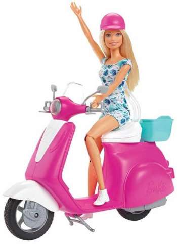 Barbie med Scooter Moped GBK85