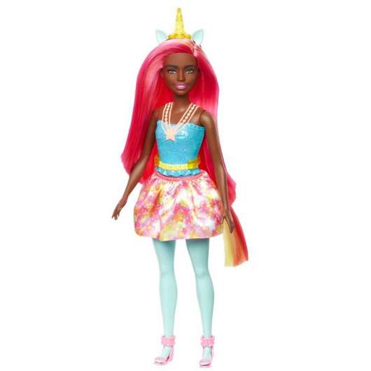 Barbie Unicorn Dreamtopia Rosa hĆr med slingor