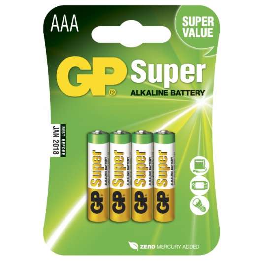 Batteri, 4-pack GP Super-AAA