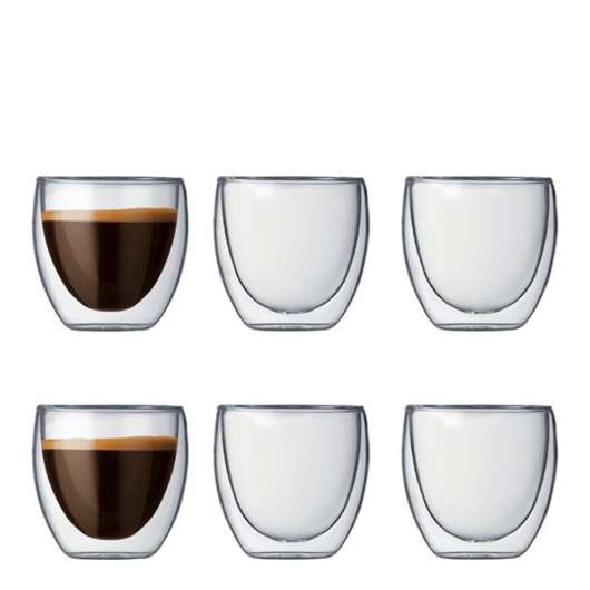 Bodum - Pavina Espressoglas dubbelväggad 8 cl 6-pack Klar