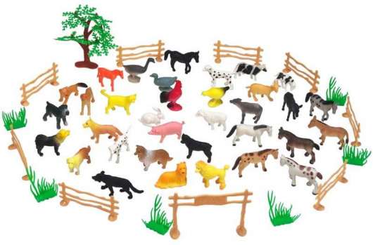 Bondgårdsdjur med staket och tillbehör 50 st delar