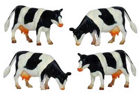 BondgĆrdsdjur kor rasen Holstein 4 st. Kids Globe 1:50