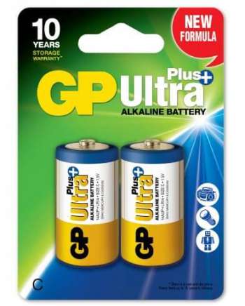 C, GP Ultra Plus Alkaline C-batteri, 14AUP/LR14, 2-pack