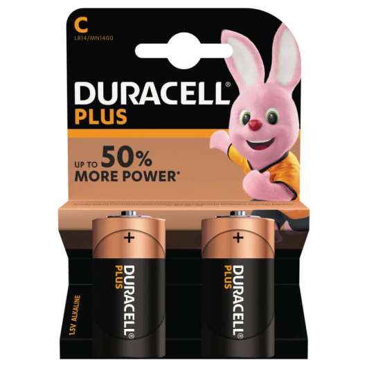 C/LR14 1,5 Volt Duracell Batterier Plus Power. 2 st.