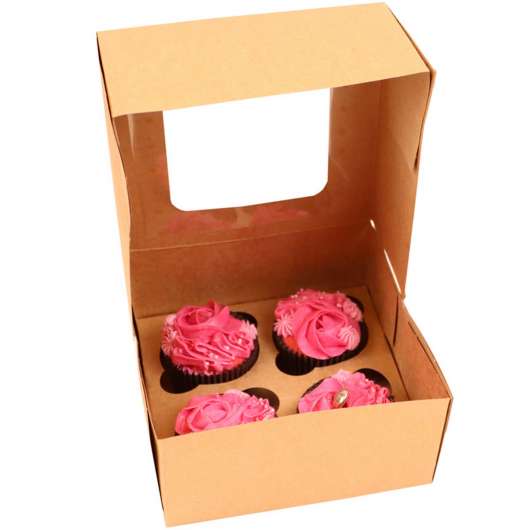 Cacas - Muffinslåda Naturlig För 4 cupcakes/Muffins 3-Pack