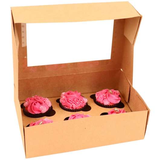 Cacas - Muffinslåda Naturlig För 6 cupcakes/Muffins 3-Pack
