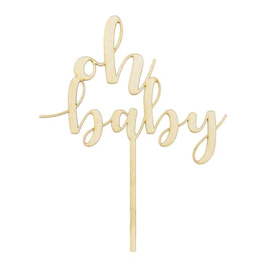 Cake Topper Oh Baby Trä - 1-pack