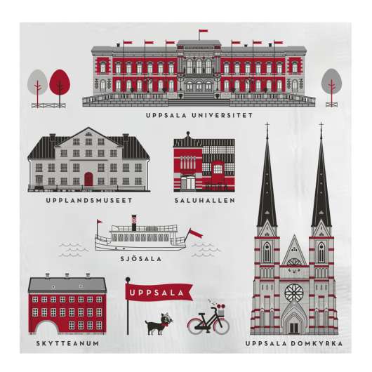 Citronelles - Houses of Uppsala Servett 16,5x16,5 cm Röd
