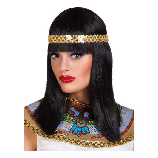 Cleopatra Peruk med Guldband - One size
