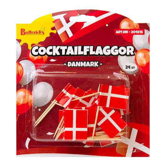 Cocktailflaggor Danmark - 24-pack