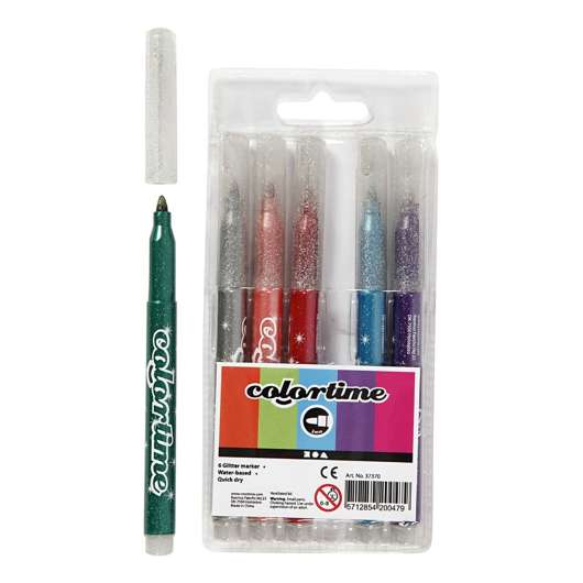 Colortime Glittertusch - 6-pack