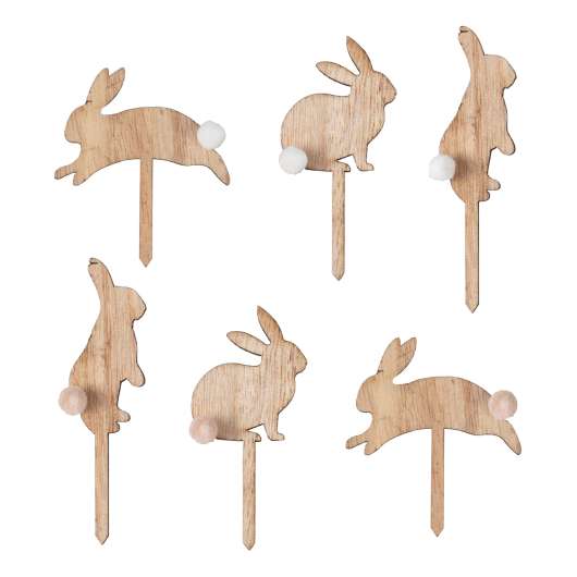 Cupcake Toppers Kaniner i Trä - 6-pack