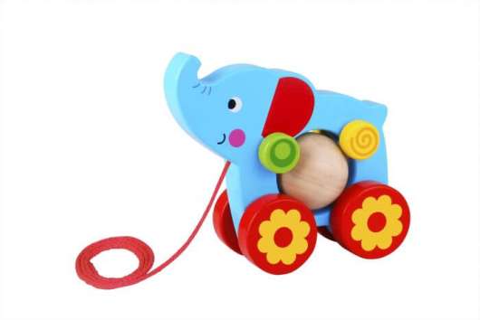 Dragleksak i trä elefant med kulor Tooky Toy