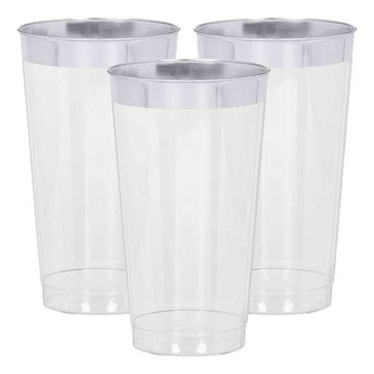 Drinkglas i Plast Premium Silverkant - 16-pack