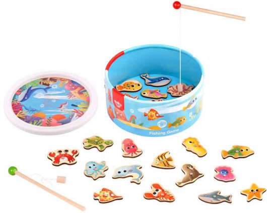 Fiskespel i trĆ¤ med magneter och fiskedam Tooky Toy
