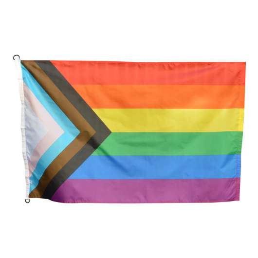 Flagga Progress Pride med D-ögla