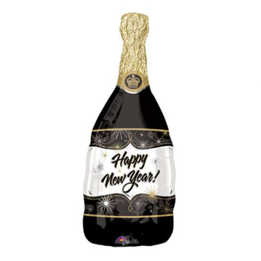 Folieballong, champagneflaska happy new year 91 cm