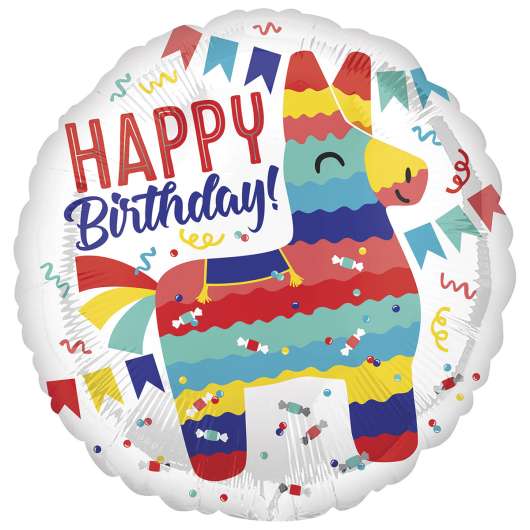 Folieballong, happy birthday pinata 45 cm