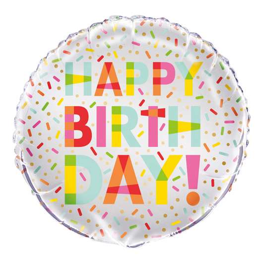 Folieballong Happy Birthday Strössel