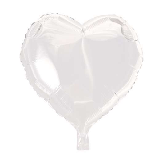 Folieballong, hjärta vit 45 cm