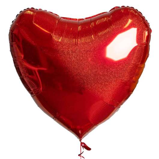 Folieballong, stort hjärta glitter röd 91 cm