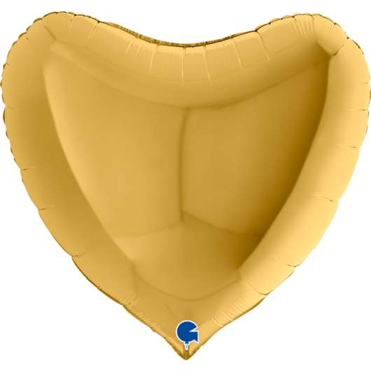 Folieballong, stort hjärta guld 91 cm