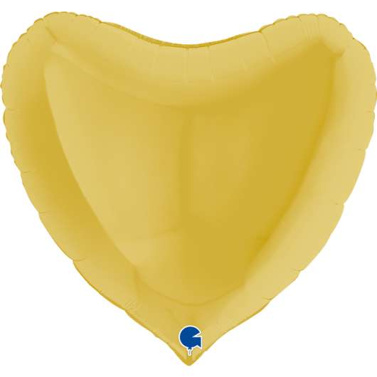 Folieballong, stort hjärta pastell gul 91 cm