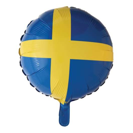 Folieballong Svenska Flaggan Rund