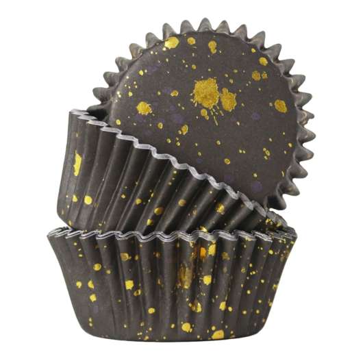 Folieformar Muffins Svart/Guld Flakes - 30-pack