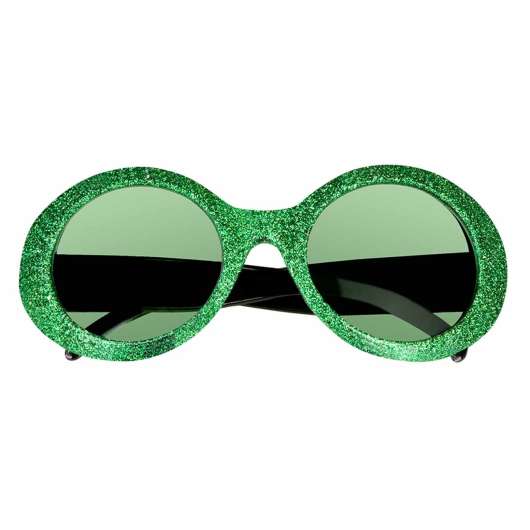 Glasögon, runda glitter-Grön