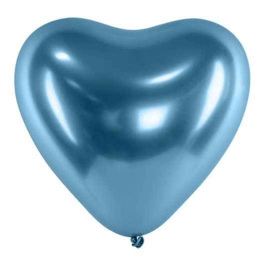 Hjärtballonger Krom Blå - 100-pack