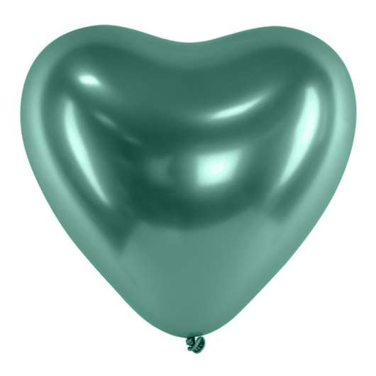 Hjärtballonger Krom Grön - 100-pack