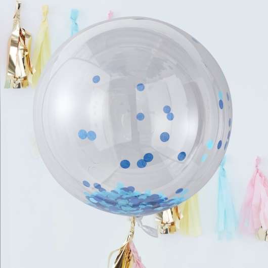 Jätteballonger med Blå Konfetti 3-pack