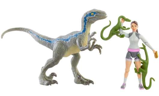 Jurassic World Yaz figur och dinosauriefigur Velociraptor Blue