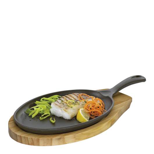 Küchenprofi - BBQ Grill-/Serveringspanna med träfat 39x20 cm